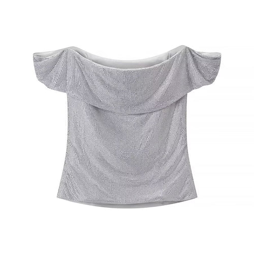 Elegant Women Slim Fit off Neck Light Diamond Top