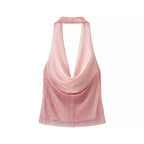 Women's Slim Fit Shiny Halter Vest
