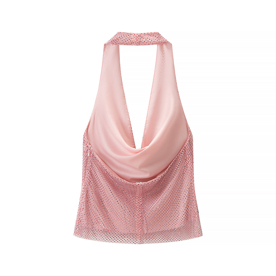 Women's Slim Fit Shiny Halter Vest