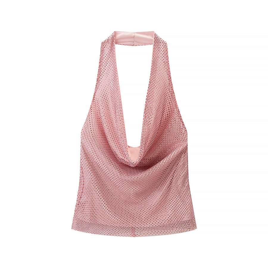 Women's Slim Fit Shiny Halter Vest