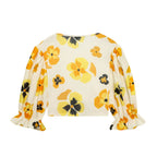 Women's Clothing Spring Sexy Fluffy Printed Short Stitching Top