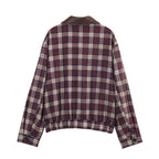 Women's Leather Effect Plaid Collared Coordinated Two-Piece Set