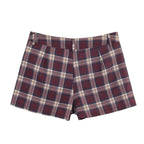 Women's Leather Effect Plaid Collared Coordinated Two-Piece Set