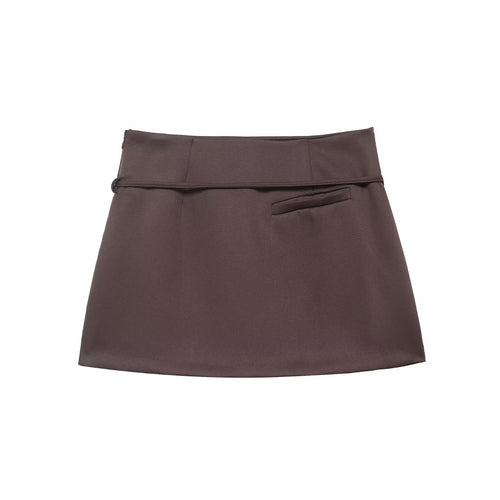 Early Spring Women Clothing Slim Metal Buckle Simple Waistband Skirts