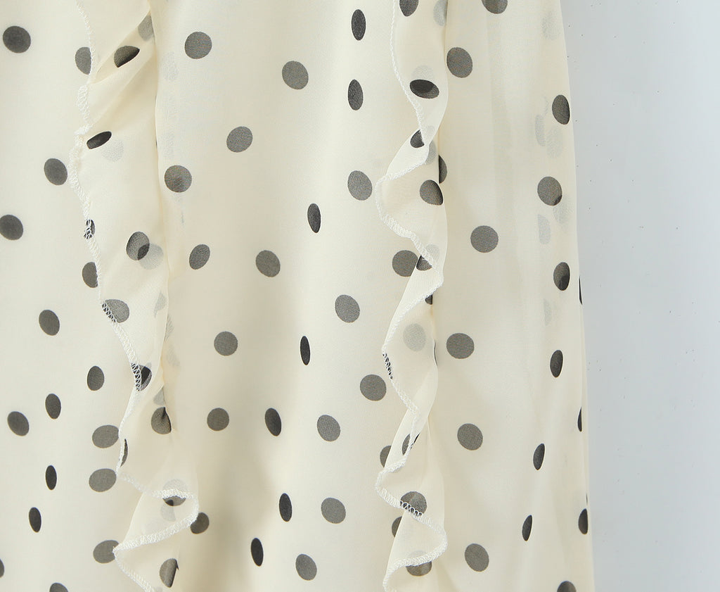 Top Asymmetric Skirt Ruffled Apricot Dot