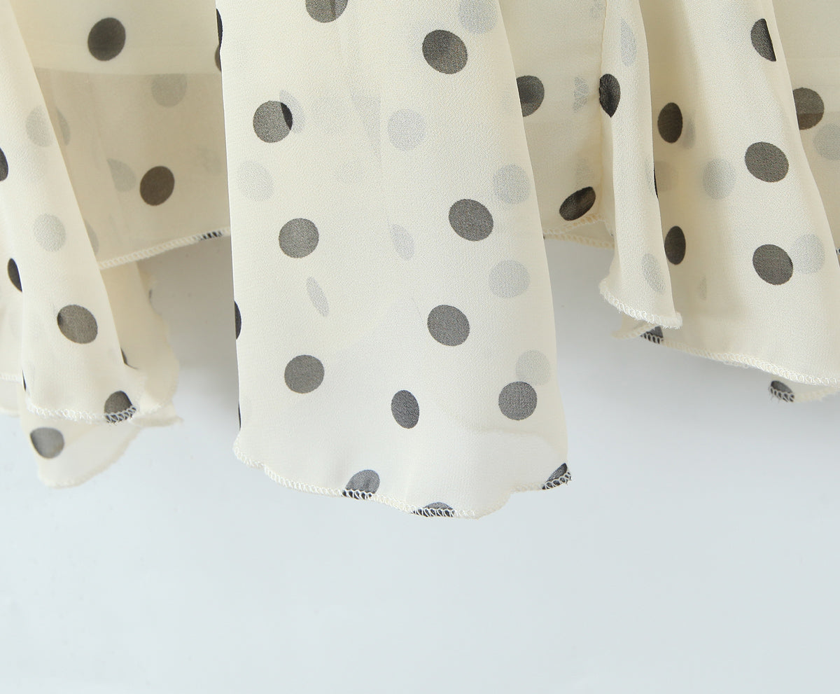 Top Asymmetric Skirt Ruffled Apricot Dot