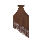 Women's Women Clothing Summer Sexy All Match Lace Stitching Hanging Collar Top