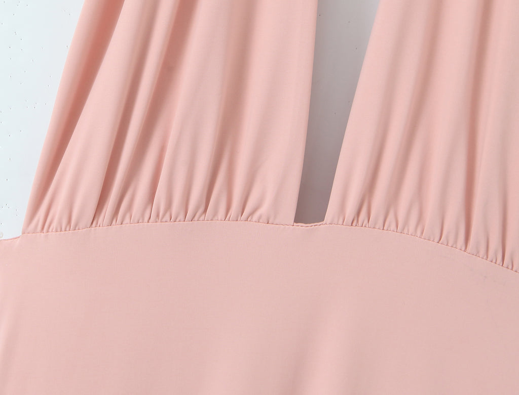 Halter Backless Asymmetric Midi Dress
