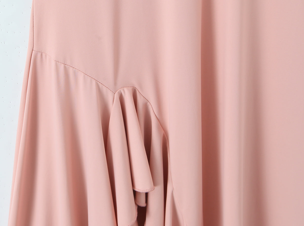 Halter Backless Asymmetric Midi Dress