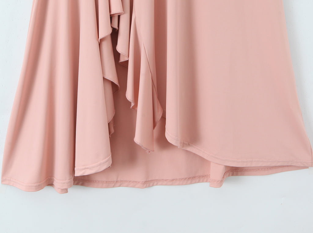 Halter Backless Asymmetric Midi Dress