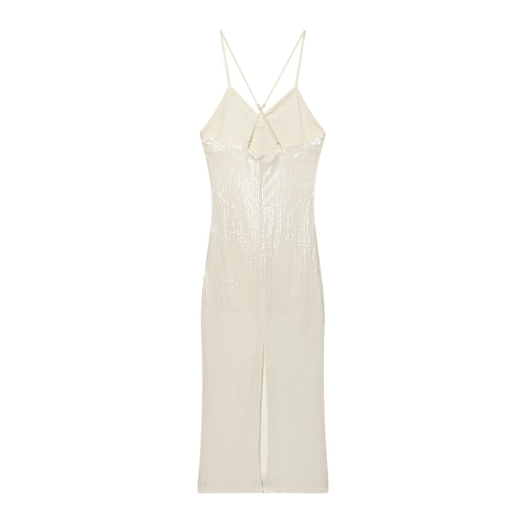 Women's Sequin Backless Cami Slit Maxi Dress