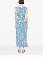 Women's French Retro Lace Floral Midi Dress