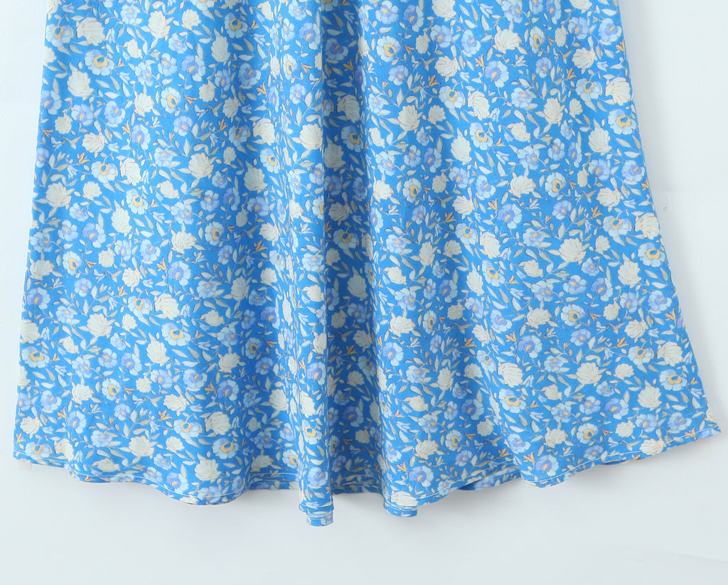 Women's French Retro Lace Floral Midi Dress