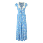 Women's French Retro Lace Floral Midi Dress