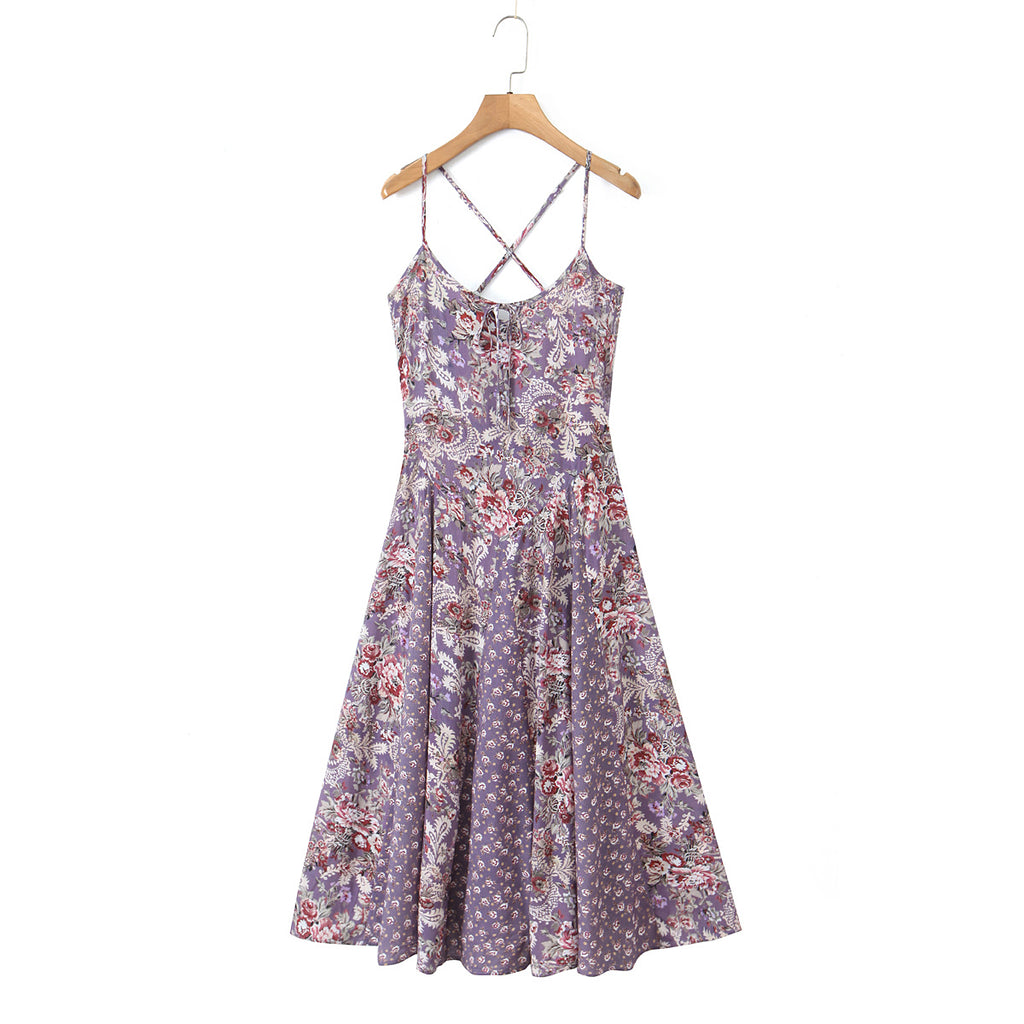 Slim Fitting Patchwork Strap Dress