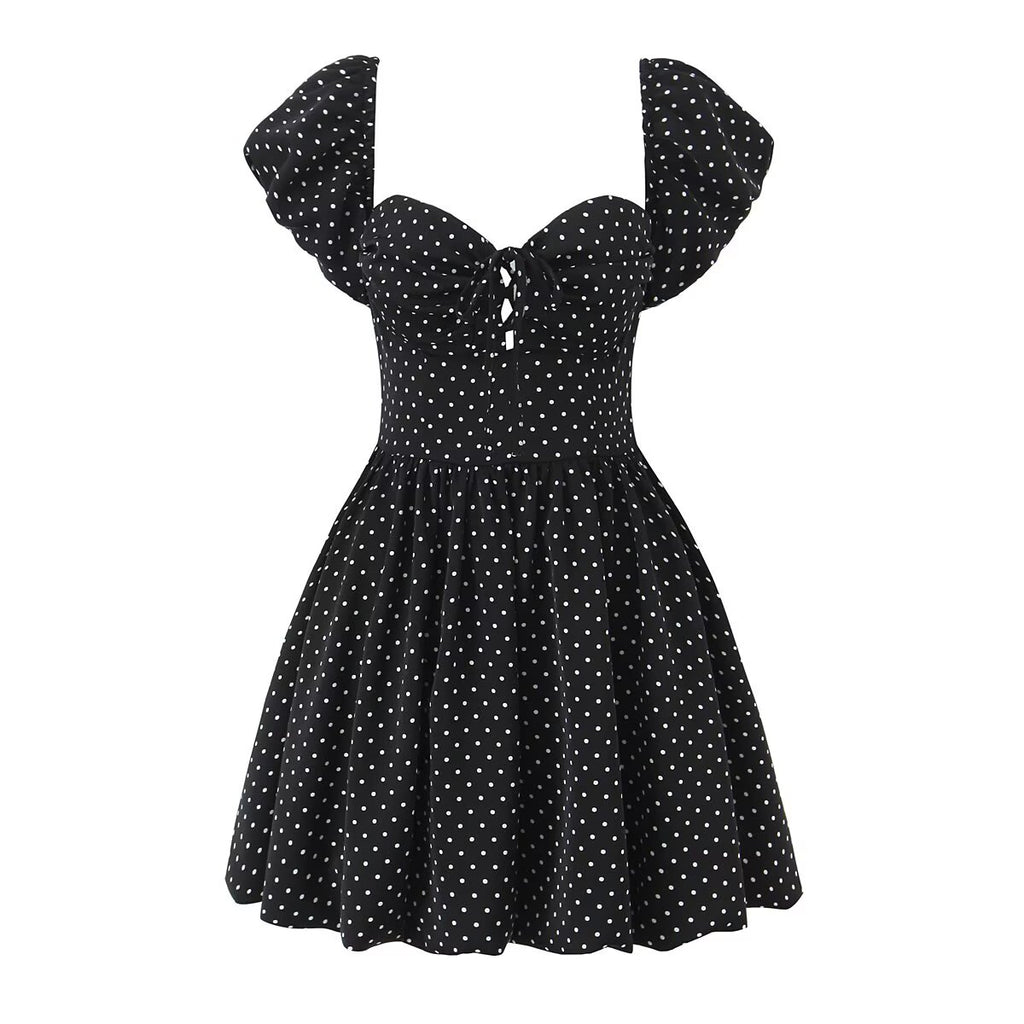 Women's French Flying Sleeve Polka Dot Retro Off Shoulder Dress
