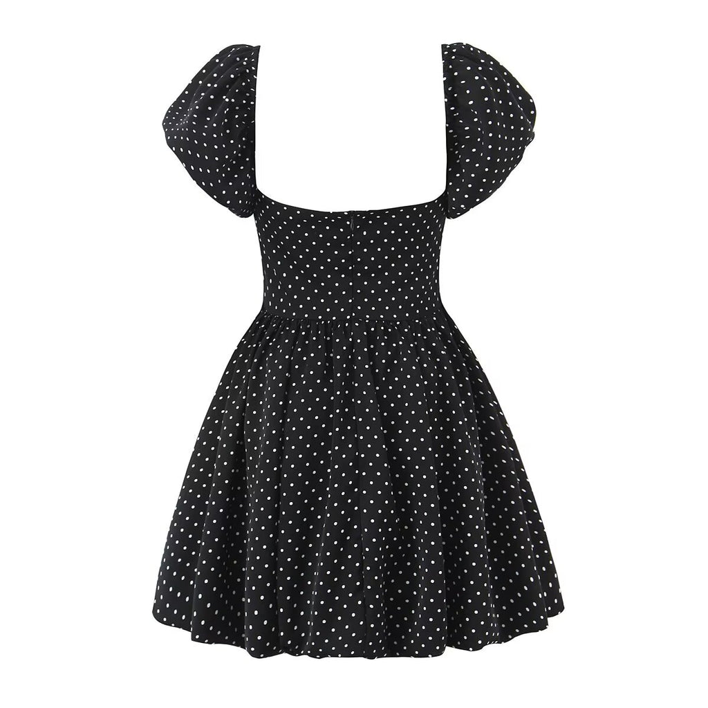 Women's French Flying Sleeve Polka Dot Retro Off Shoulder Dress