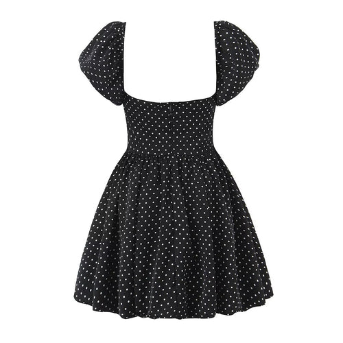French Flying Sleeve Polka Dot Dress Women Retro Sexy off Shoulder Tube Top Lace up Waist A line Skirt