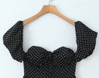 Women's French Flying Sleeve Polka Dot Retro Off Shoulder Dress