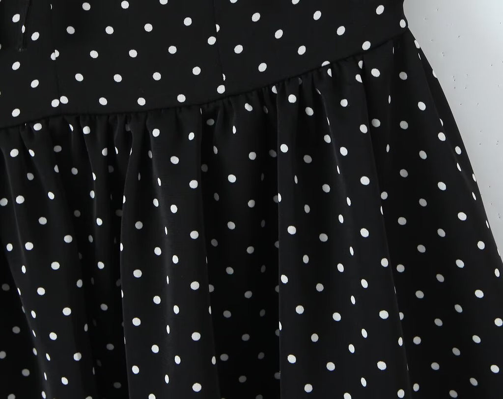 Women's French Flying Sleeve Polka Dot Retro Off Shoulder Dress