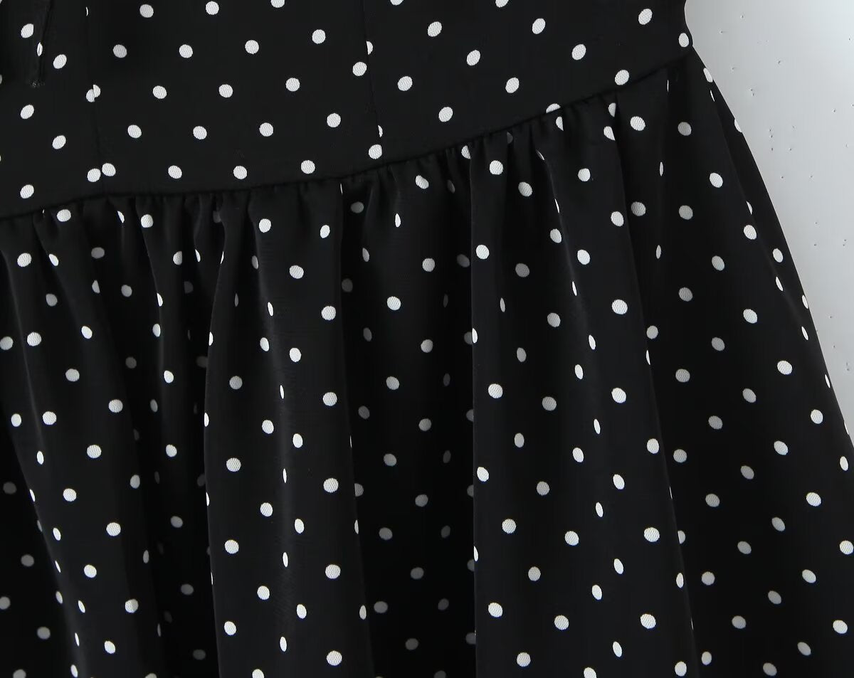 Women's French Flying Sleeve Polka Dot Retro Off Shoulder Dress