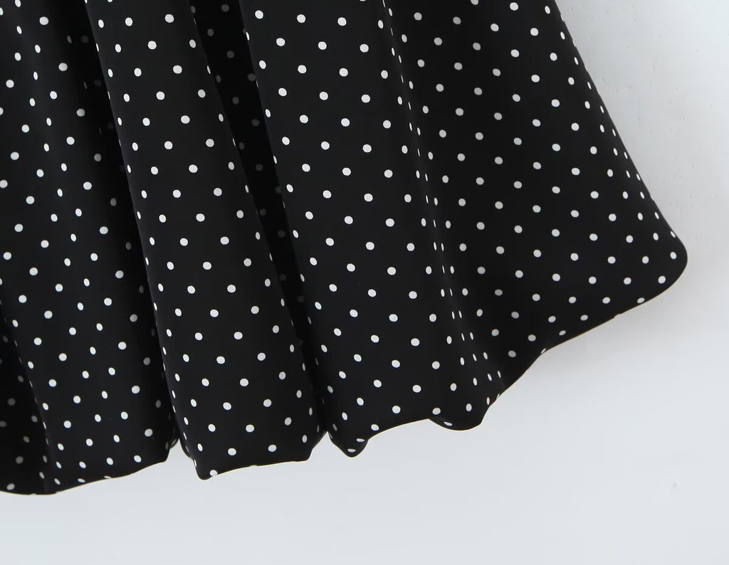 Women's French Flying Sleeve Polka Dot Retro Off Shoulder Dress
