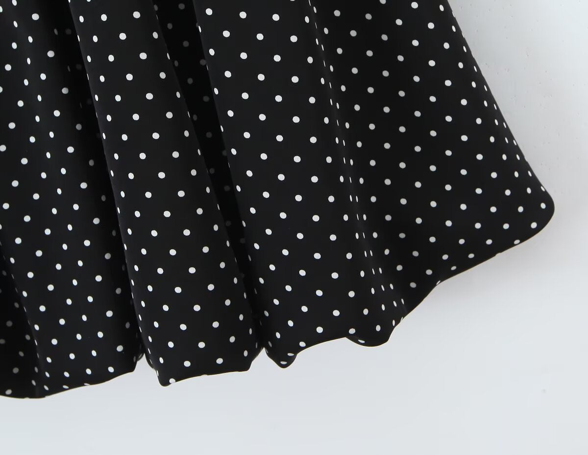 Women's French Flying Sleeve Polka Dot Retro Off Shoulder Dress