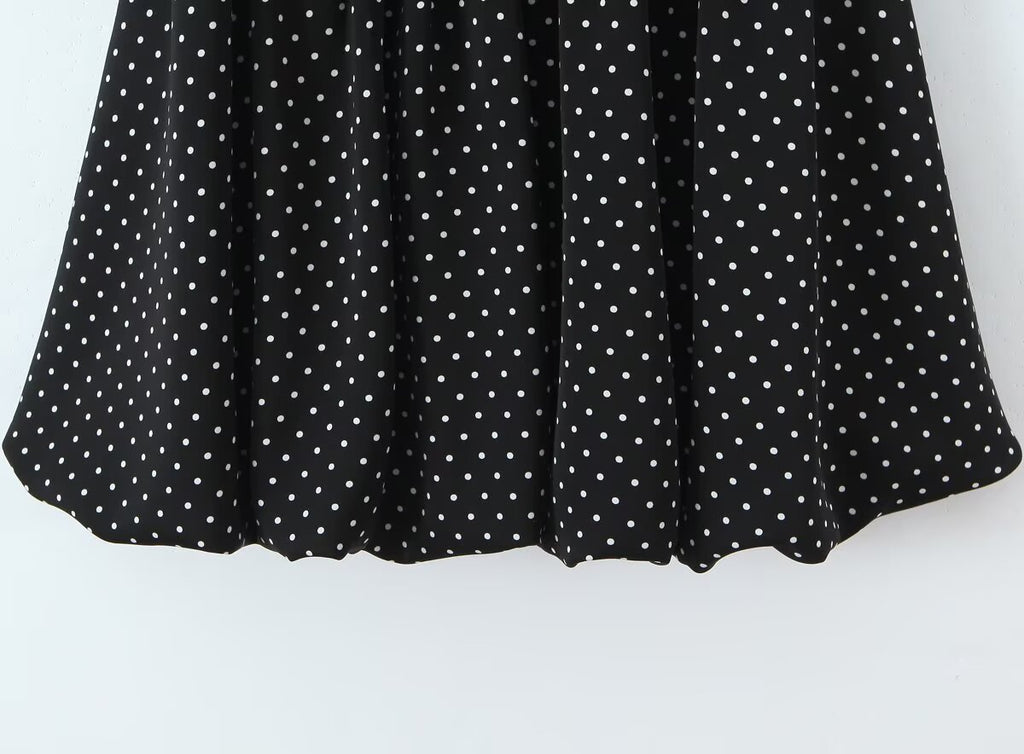 Women's French Flying Sleeve Polka Dot Retro Off Shoulder Dress