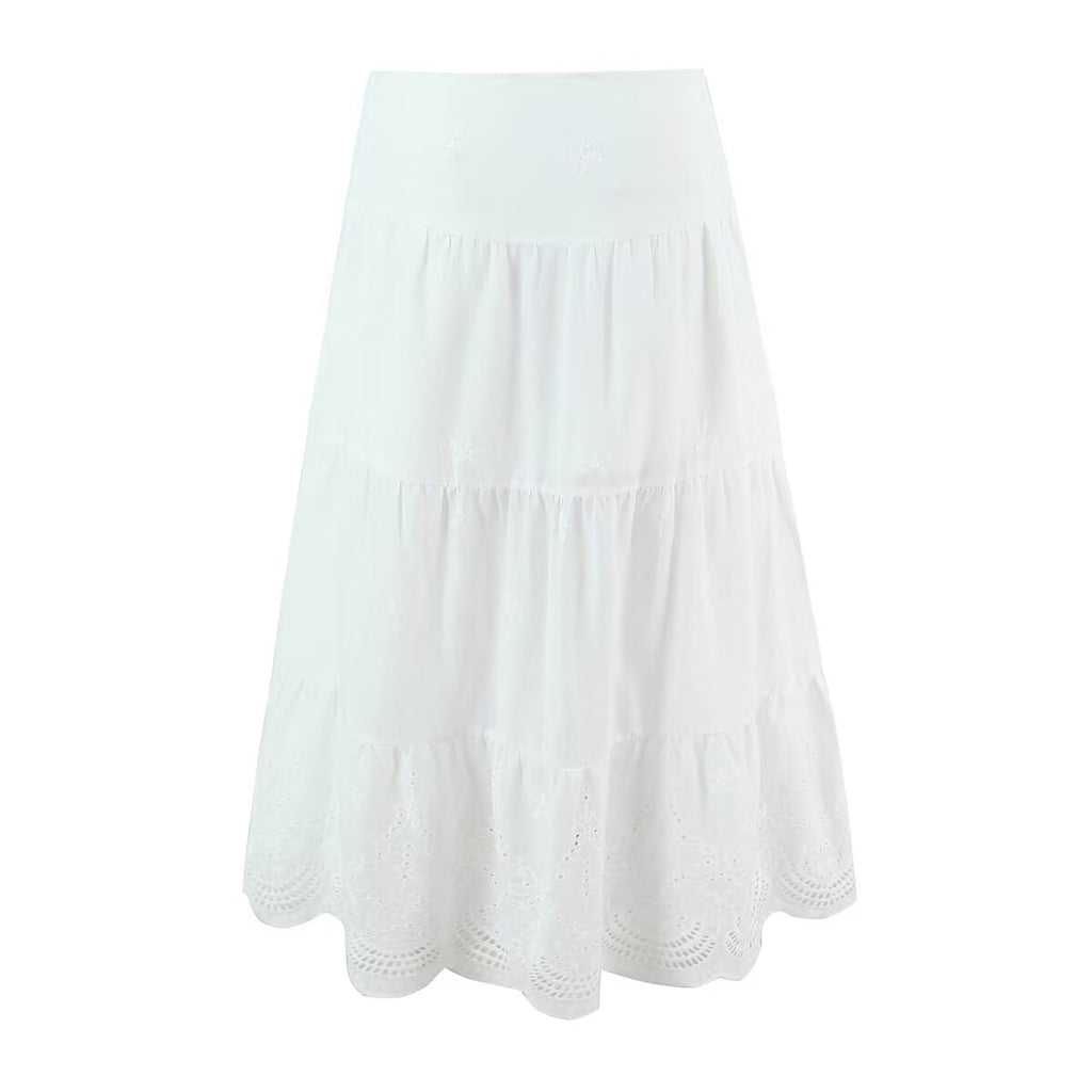 Women's Embroidered Off-Shoulder Cutout Top and Skirt Two-Piece Set