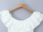 Women's Embroidered Off-Shoulder Cutout Top and Skirt Two-Piece Set