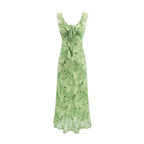 Women's Pink Rose Ruffle Fishtail Midi Dress