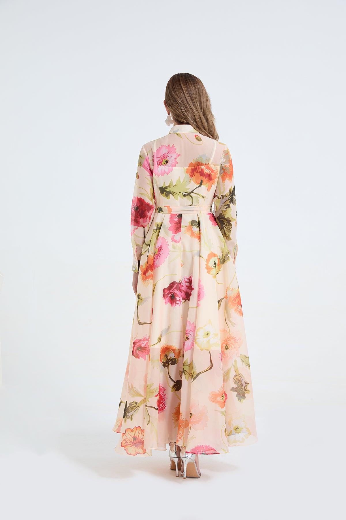 Printed Long-Sleeve Shirt Dress