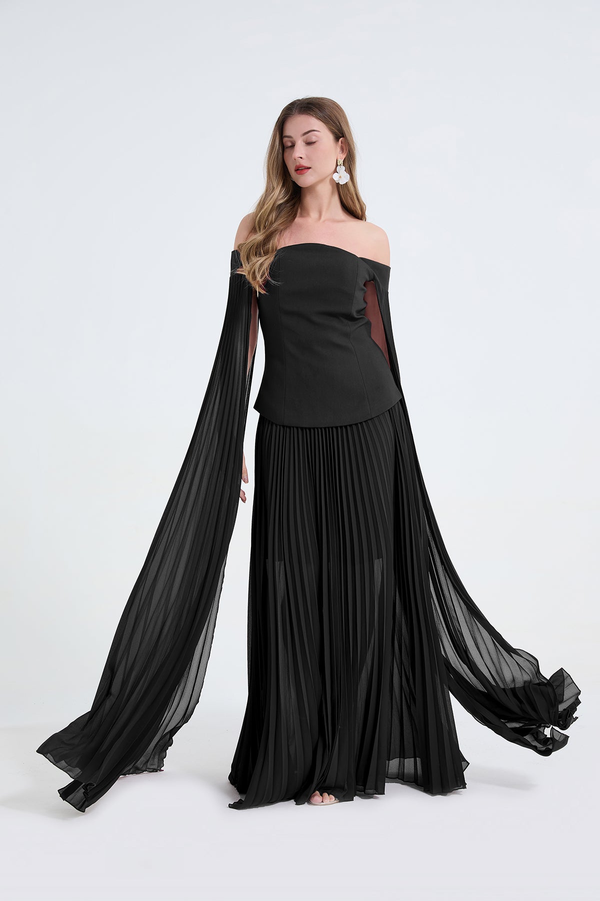 Women's Off-Shoulder Top & High-Waist Skirt Two-Piece Set