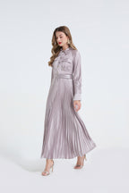 Women's 's Satin Long-Sleeve Shirt Dress
