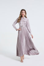 Women's 's Satin Long-Sleeve Shirt Dress