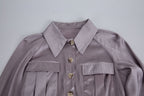 Women's 's Satin Long-Sleeve Shirt Dress