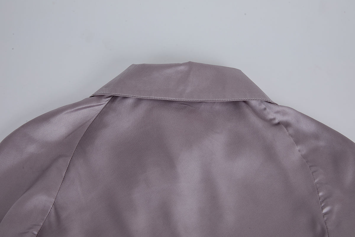 Women's 's Satin Long-Sleeve Shirt Dress