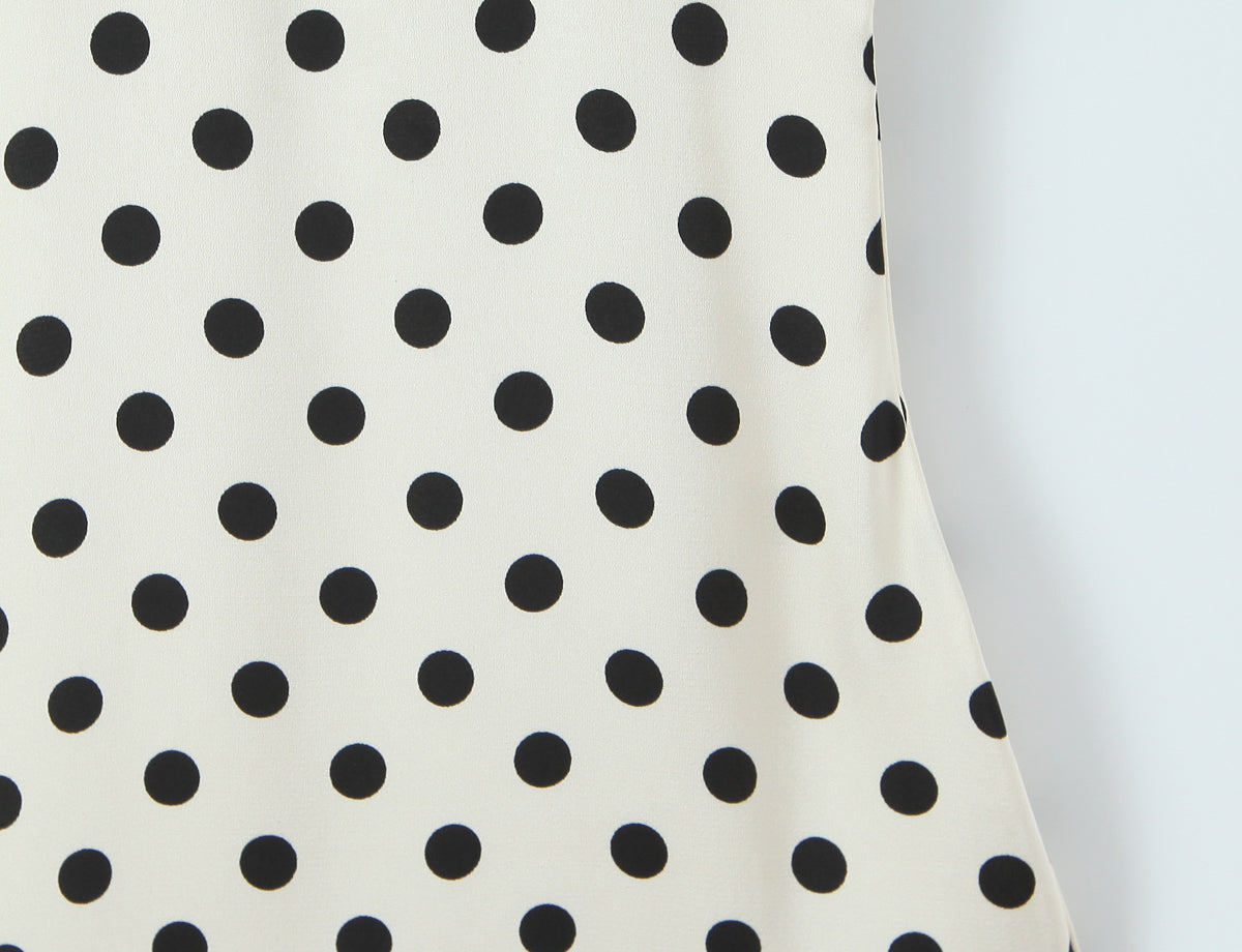 Polka-Dot Lace-Trim V-Neck Midi Dress