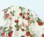 Idyllic Floral Tie Neck Waist-Defined Long-Sleeve Stomach Blanket Dress