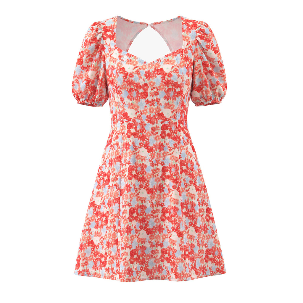Women's Cutout Floral V-Neck Mini Dress