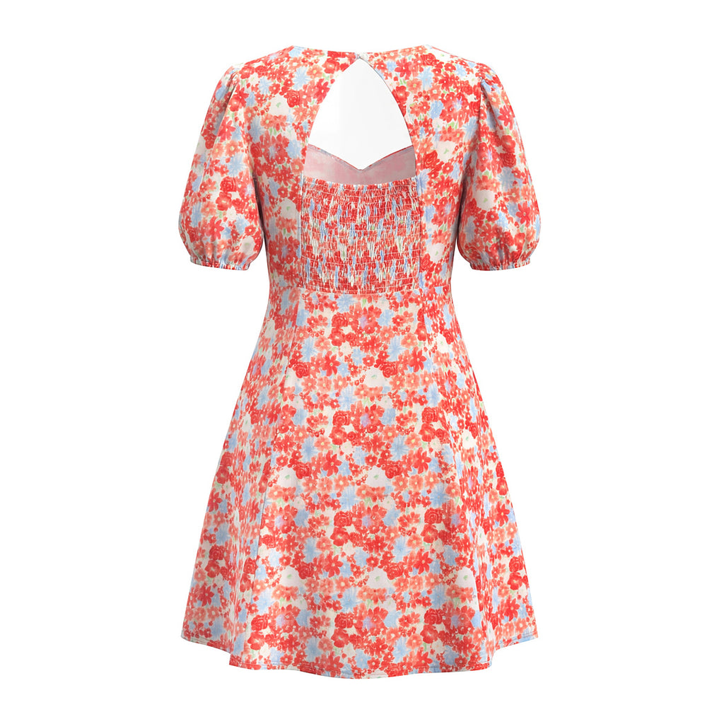 Women's Cutout Floral V-Neck Mini Dress