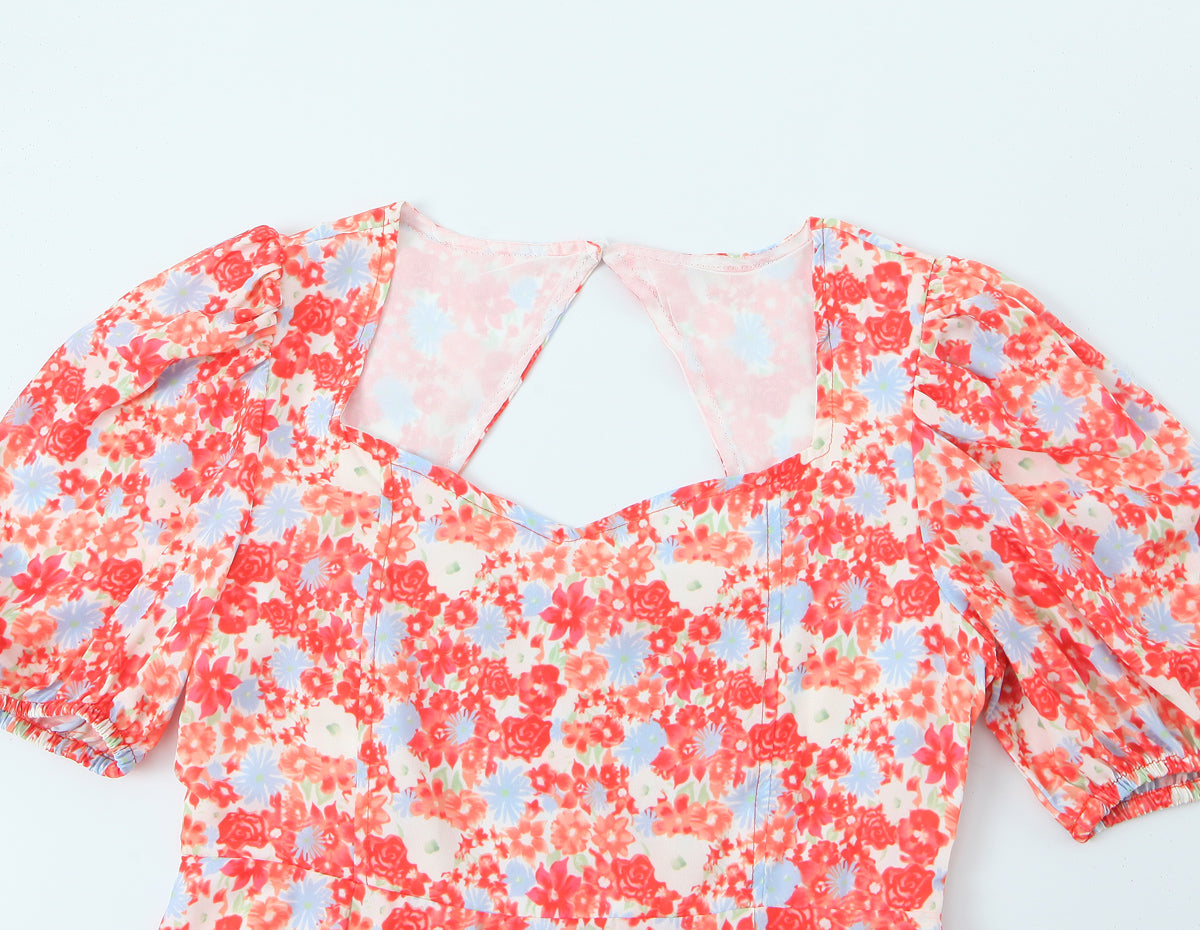 Women's Cutout Floral V-Neck Mini Dress