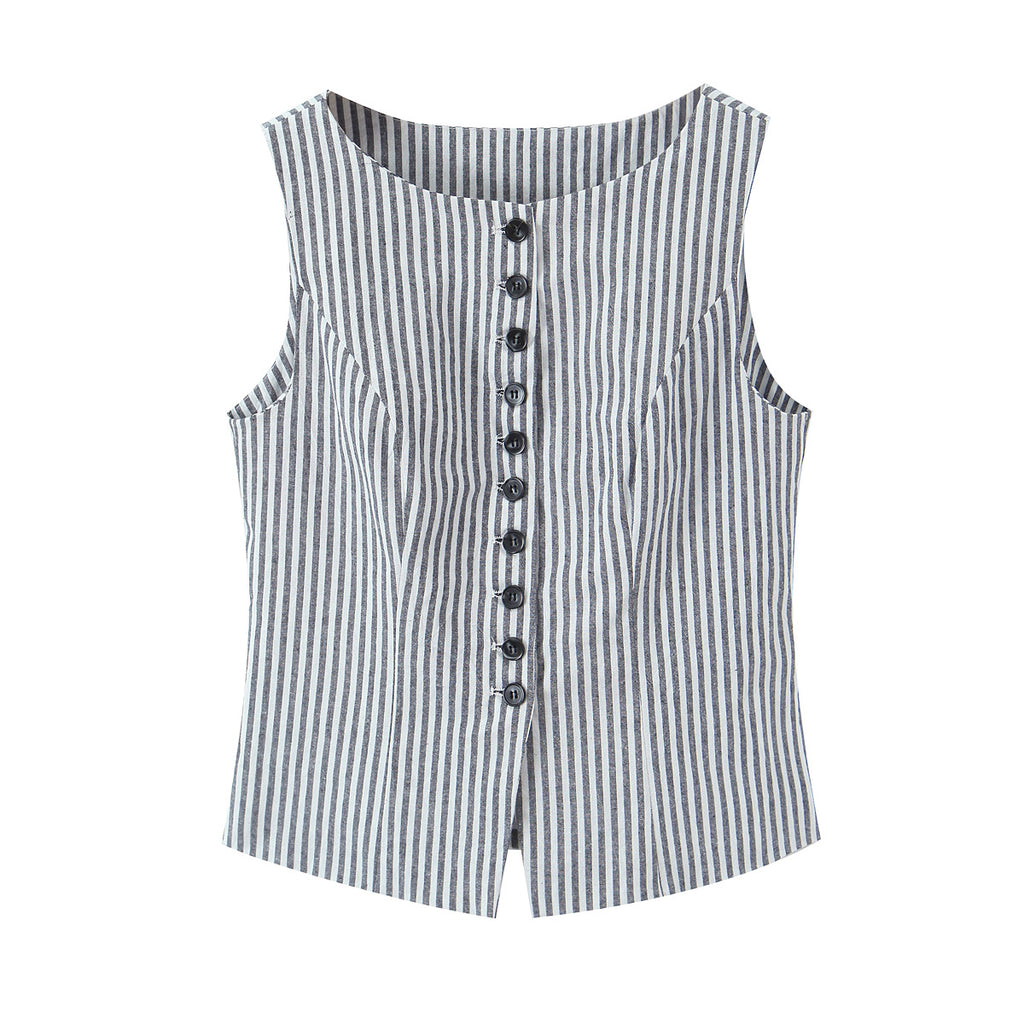 Women's Waist Trimming Slimming Sleeveless Vest and Skirt Two-Piece Set