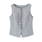 Women's Waist Trimming Slimming Sleeveless Vest and Skirt Two-Piece Set