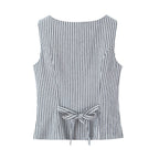 Women's Waist Trimming Slimming Sleeveless Vest and Skirt Two-Piece Set