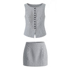 Women's Waist Trimming Slimming Sleeveless Vest and Skirt Two-Piece Set
