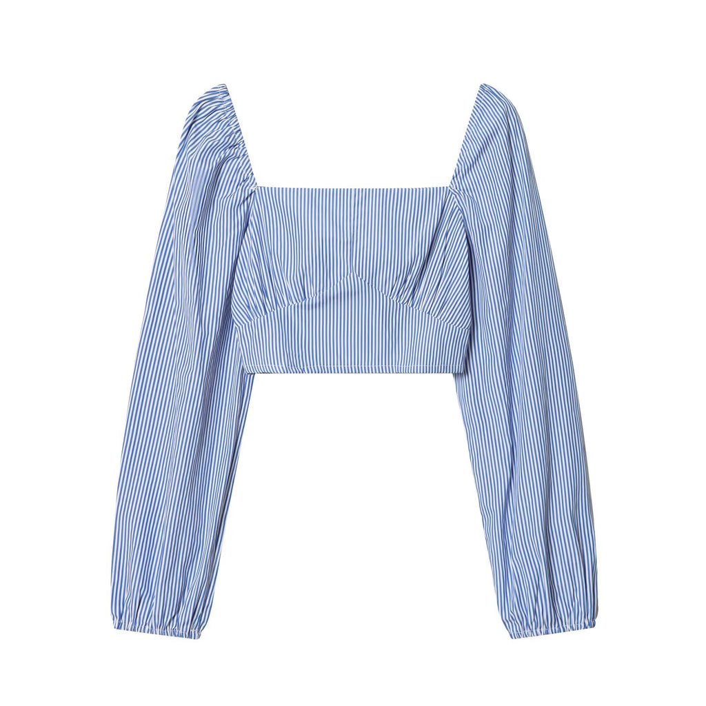 Women's Striped Backless Square-Neck T-Shirt