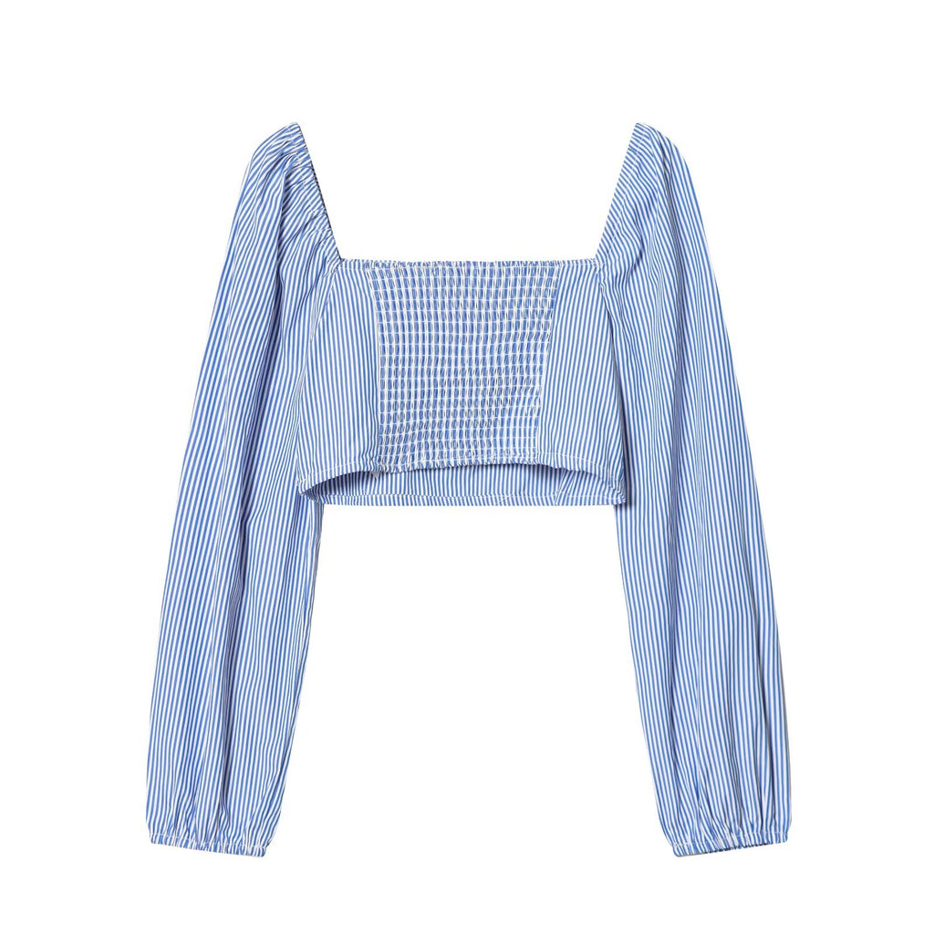 Women's Striped Backless Square-Neck T-Shirt