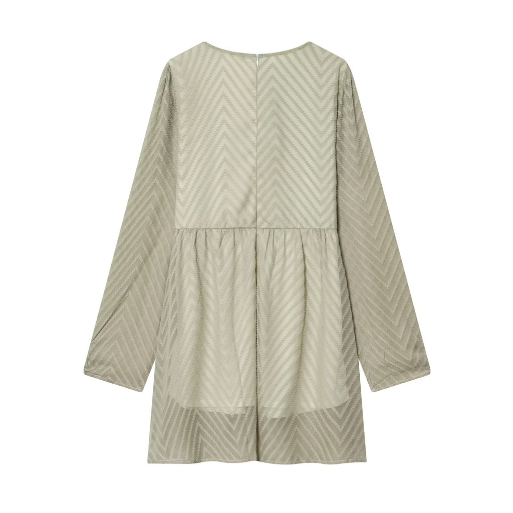 Women's Lace-Trim Geometric-Print V-Neck Mini Dress