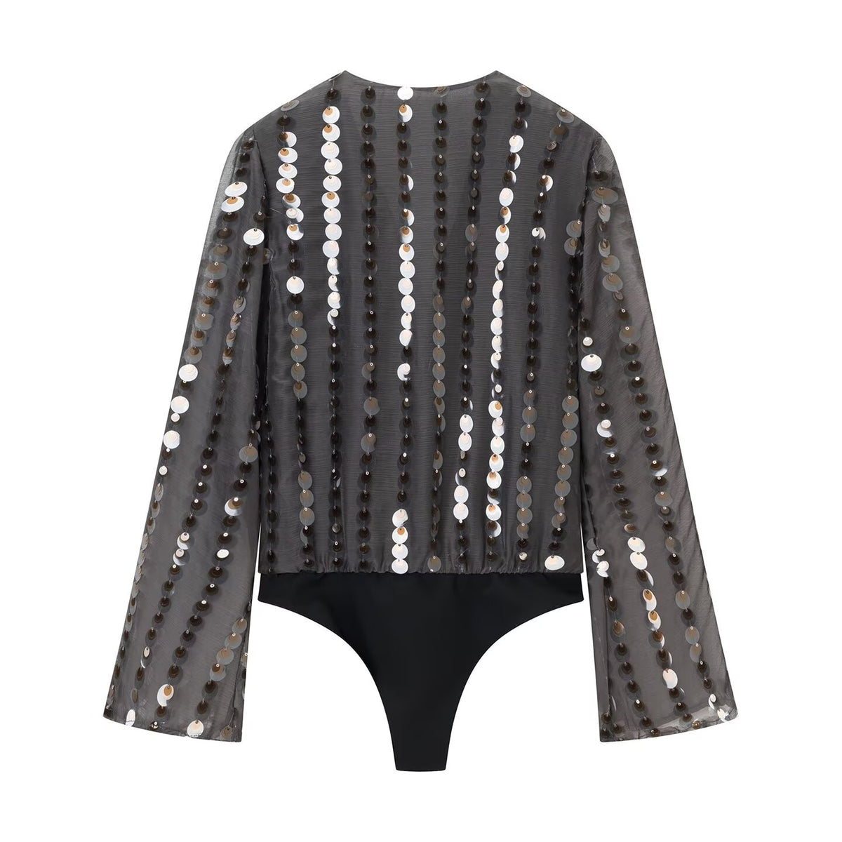 Women's Clothing Spring Women Long Sleeve V Neck Beads Decoration Jumpsuit
